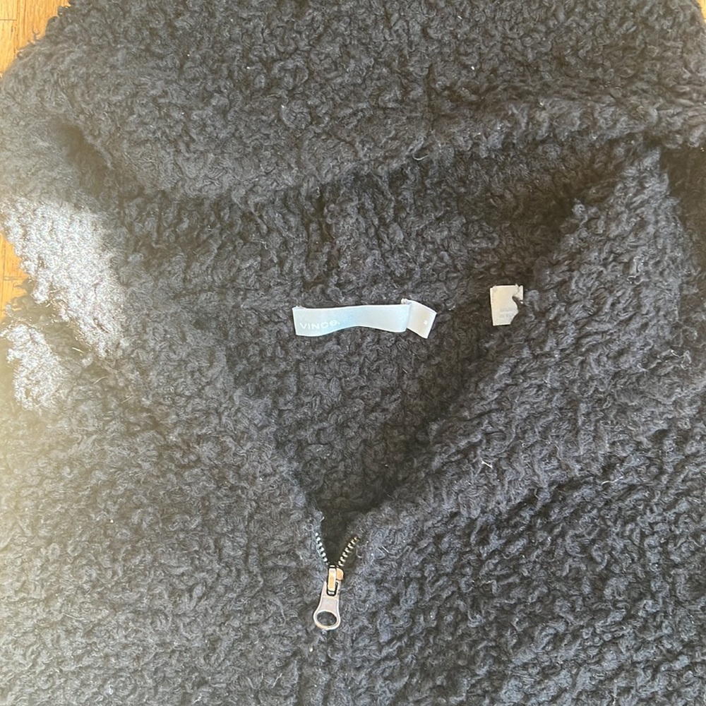 VINCE Super cozy black zip up hoodie sweater knit M - Picture 2 of 3